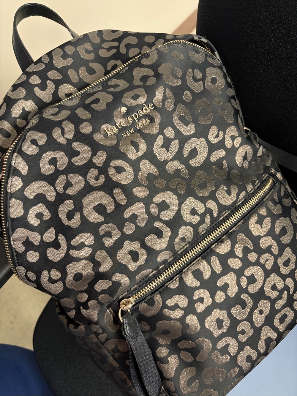 kate spade Metallic Leopard Black and Gold Backpack